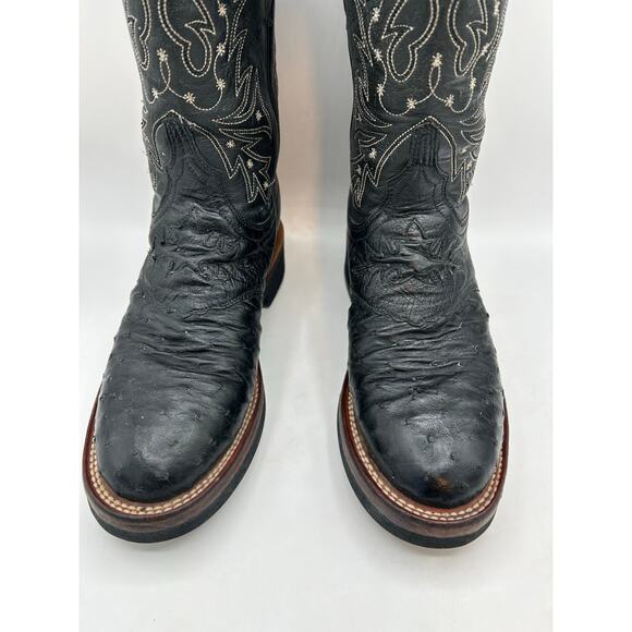 Lucchese 2000 7.5 Full Quill Ostrich Black Women’sWestern Cowgirl Boots - Picture 6 of 11